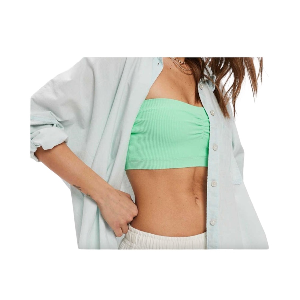 American Eagle Womens Sun Set Cropped Tube Top In Green Size L/XL NWT